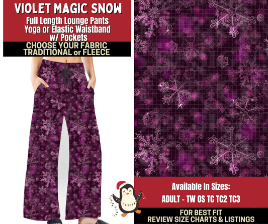 Preorder! Closes 9/4. ETA Dec. Violet Magic Snow Lounge Pants Choose Fleece or Traditional