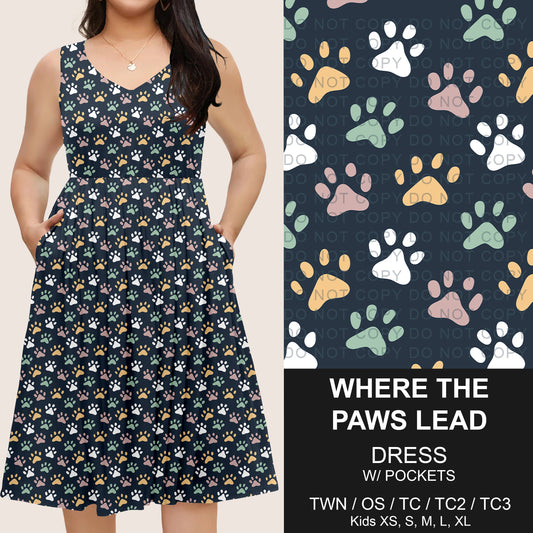 B275 - Preorder Where the Paws Lead Sleeveless Pocket Dress (Closes 2/25. ETA: early May)