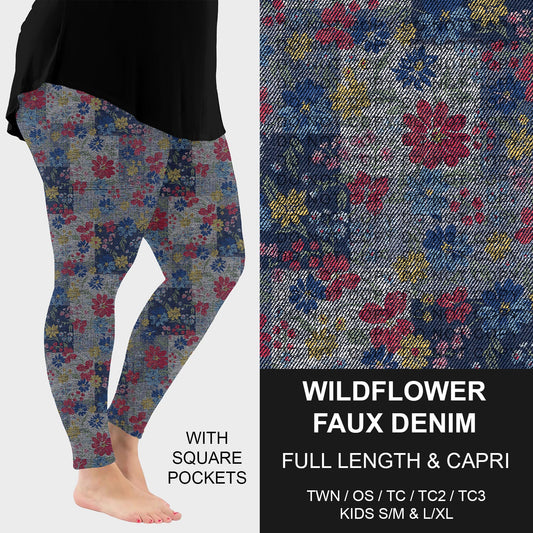 B256 - Preorder Wildflower Faux Denim Leggings w/ Pockets (Closes 10/19. ETA: late Dec.)
