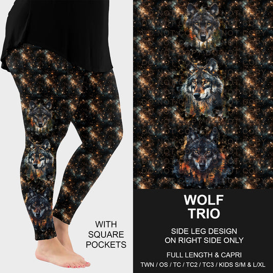 B287 - Preorder Wolf Trio Side Design Leggings w/ Pockets (Closes 4/26. ETA: late June)