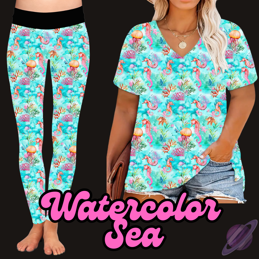 WATERCOLOR SEA - V-NECK TUNIC - PRETTY RUN PREORDER CLOSING 3/21