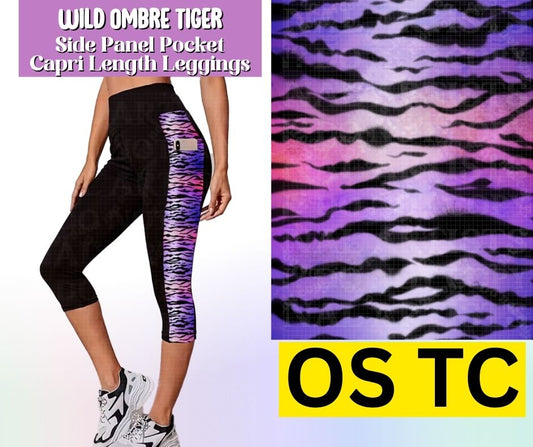 Wild Ombre Tiger Side Panel Pocket Capri Length Leggings