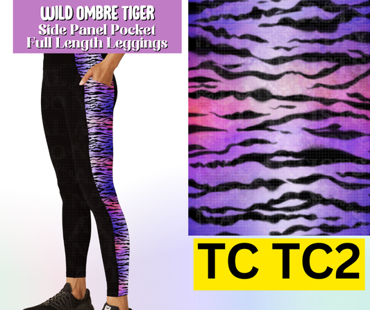Wild Ombre Tiger Side Panel Pocket Full Length Leggings