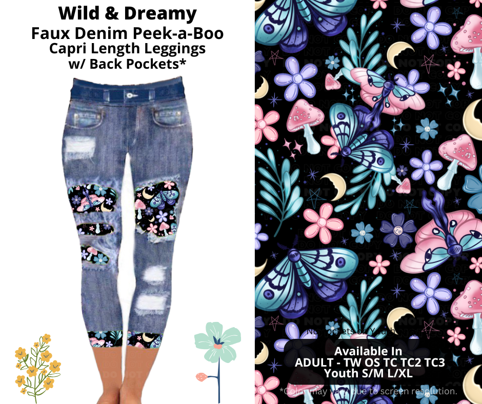 Preorder! Closes 3/26. ETA June. Wild & Dreamy Capri Faux Denim Peekaboo