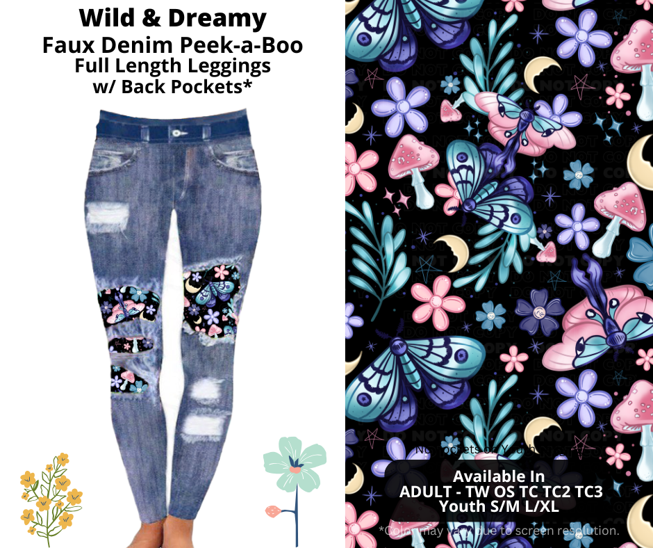 Preorder! Closes 3/26. ETA June. Wild & Dreamy Full Length Faux Denim Peekaboo