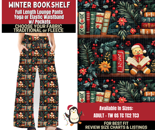 Preorder! Closes 9/4. ETA Dec. Winter Bookshelf Lounge Pants Choose Fleece or Traditional