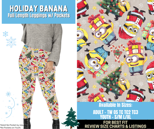 Preorder! Closes 8/28. ETA Nov. Holiday Banana Full Length Leggings w/wo Pockets