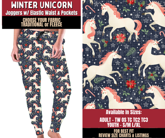 Preorder! Closes 9/7. ETA Dec. Winter Unicorn Joggers Choose Fleece or Traditional