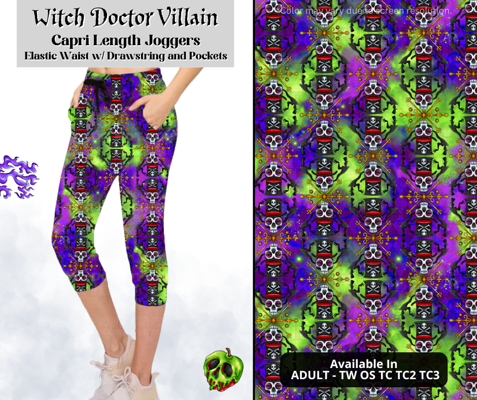 Preorder! Closes 3/28. ETA June. Witch Doctor Villain Jogger Capri