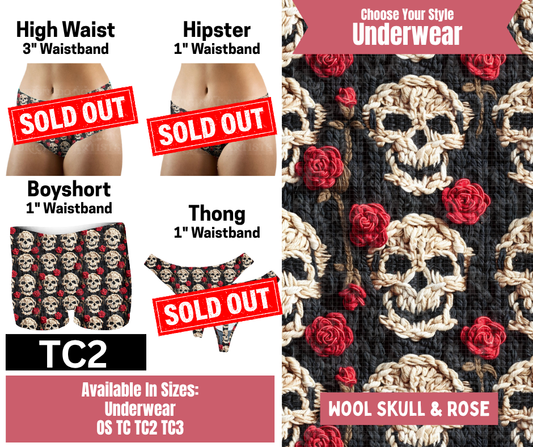 Wool Skull & Rose Boyshort Underwear