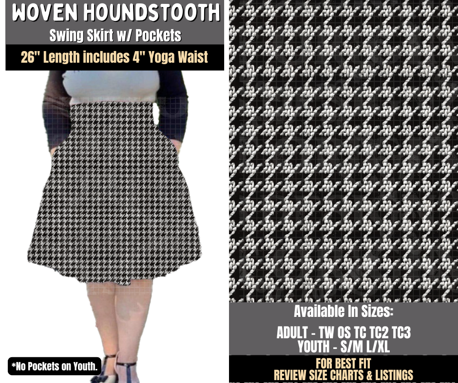 Preorder! Closes 8/3. ETA Nov. Woven Houndstooth Swing Skirt
