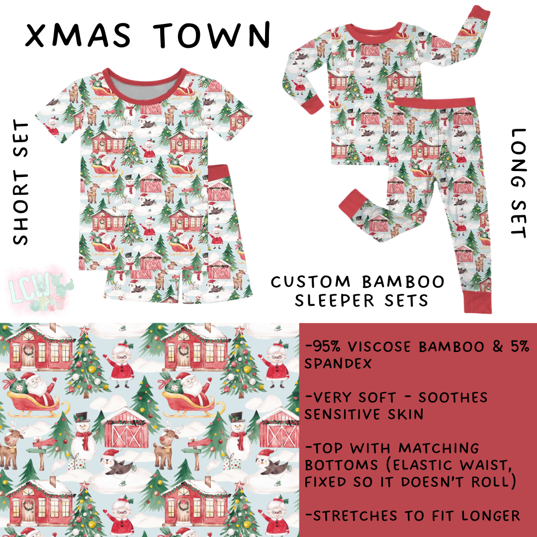 Ready to Ship - Xmas Town Bamboo Long Sleeper Set - 3T