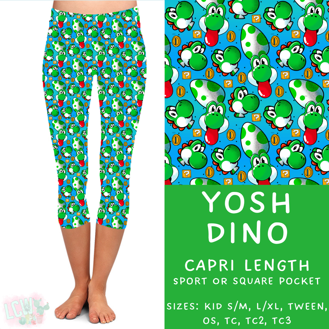 Ready To Ship - Yosh Dino Capri Length Leggings - TC Square Pocket