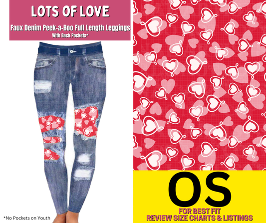 Lots of Love Faux Denim Full Length Peekaboo Leggings