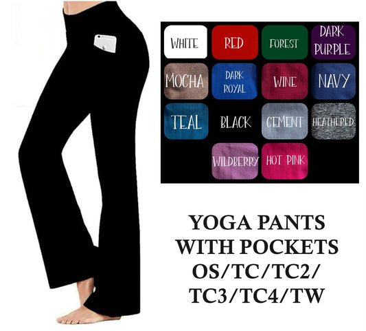 WT6S - Solid Color Yoga Pants with Front Pockets - Preorder Due 11/1 ETA: Late Dec