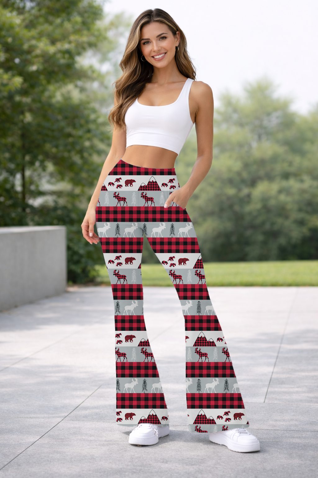 ANIMAL PLAID-HOLIDAY RUN-YOGA FLARE PANTS-PREORDER DUE 9/18