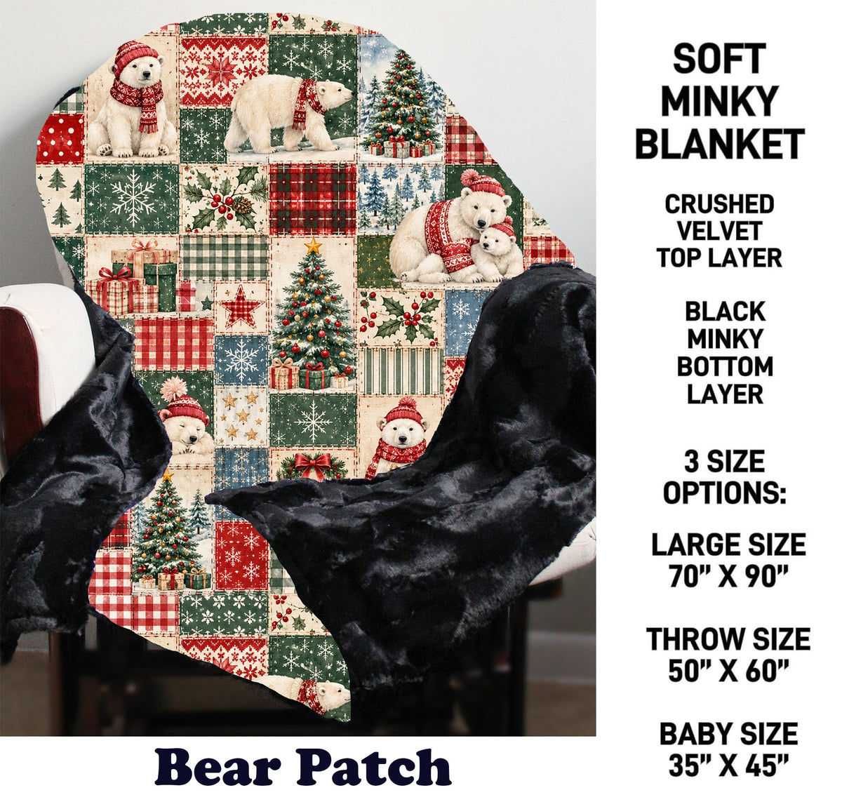 MN8K - Bear Patch Minky Blanket - Preorder Due 10/18 ETA: Early Dec