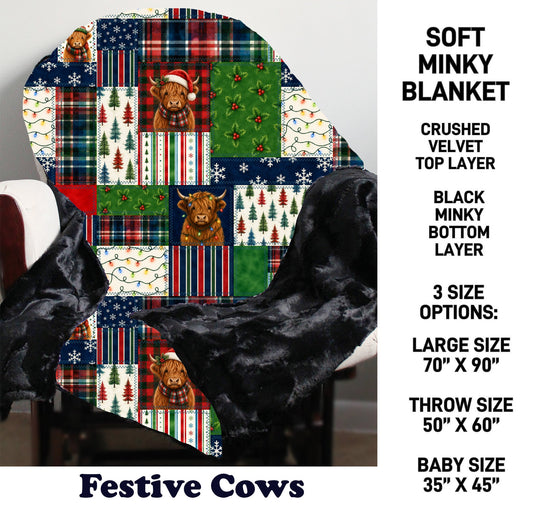 MN8K - Festive Cows Minky Blanket - Preorder Due 10/18 ETA: Early Dec
