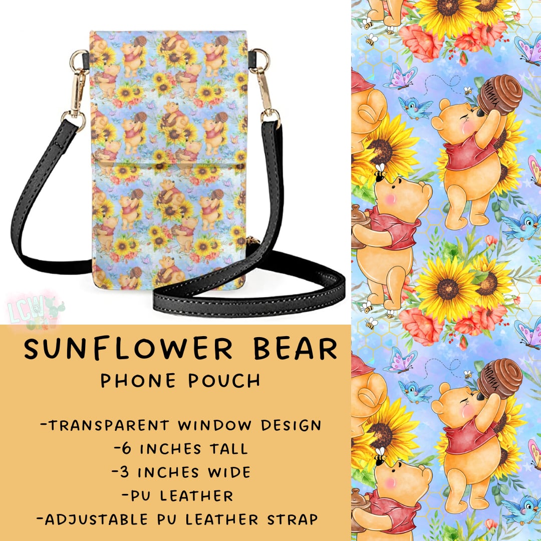Ready To Ship - Sunflower Bear Phone Pouch