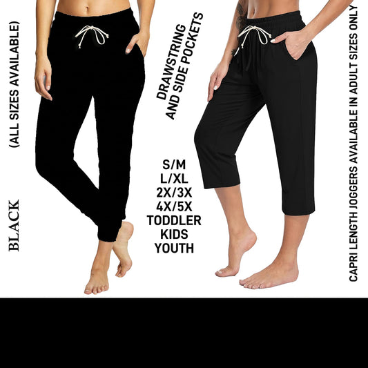 S3PJ - Black Waterprint Full Jogger/Capri Lounger with Pockets - Preorder Due 10/28 ETA: Late Dec