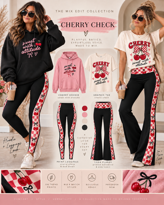 CHERRY CHECK-YOGA FLARES-MIX EDIT PREORDER CLOSING 10/30