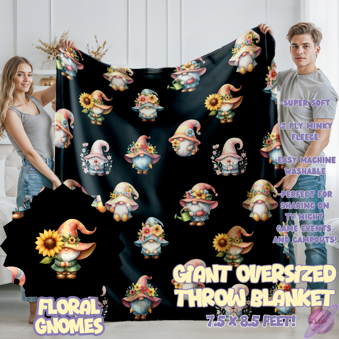 FLORAL GNOMES- GIANT SHAREABLE THROW BLANKETS ROUND 12-PREORDER CLOSING 3/2