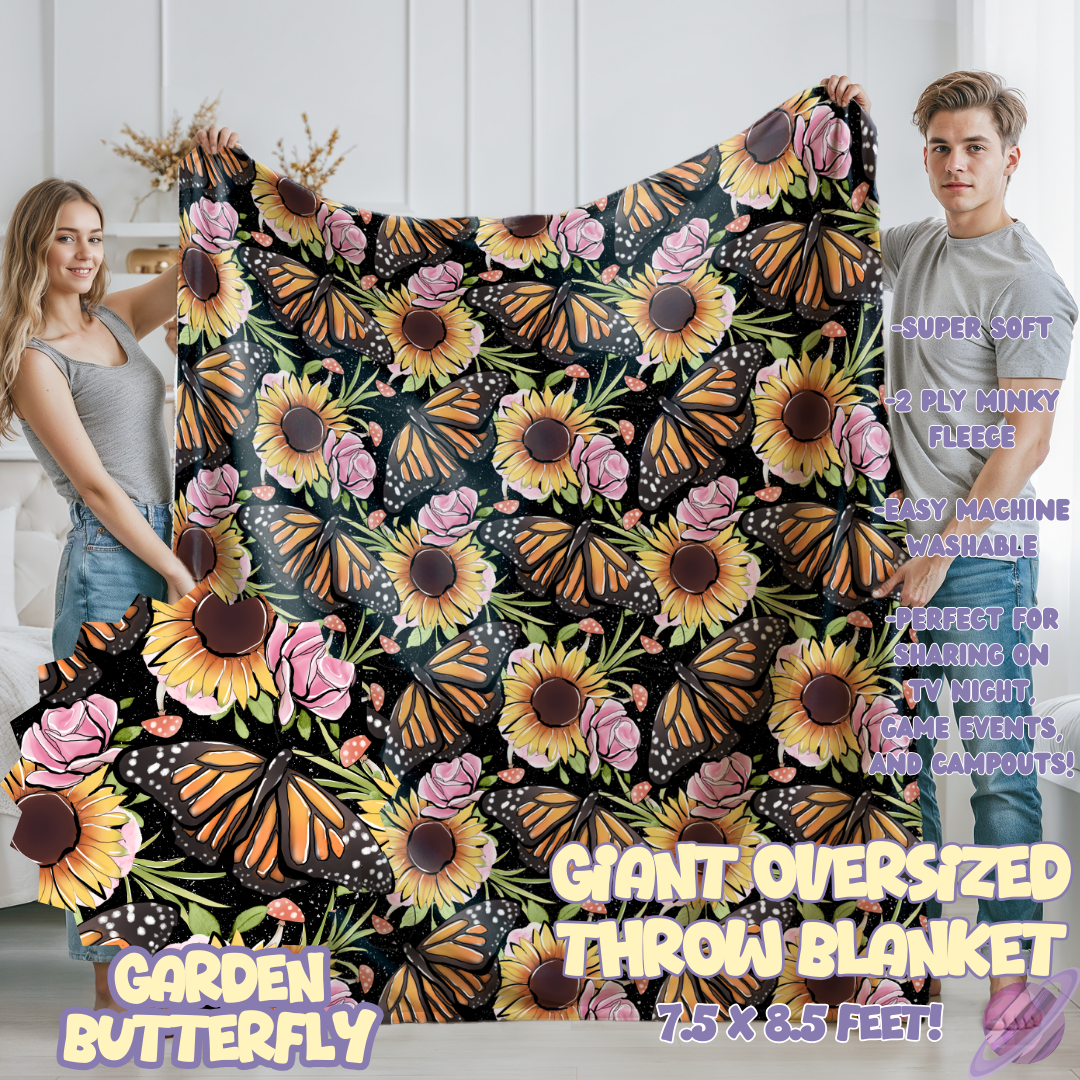 GARDEN BUTTERFLY- GIANT SHAREABLE THROW BLANKETS ROUND 12-PREORDER CLOSING 3/2