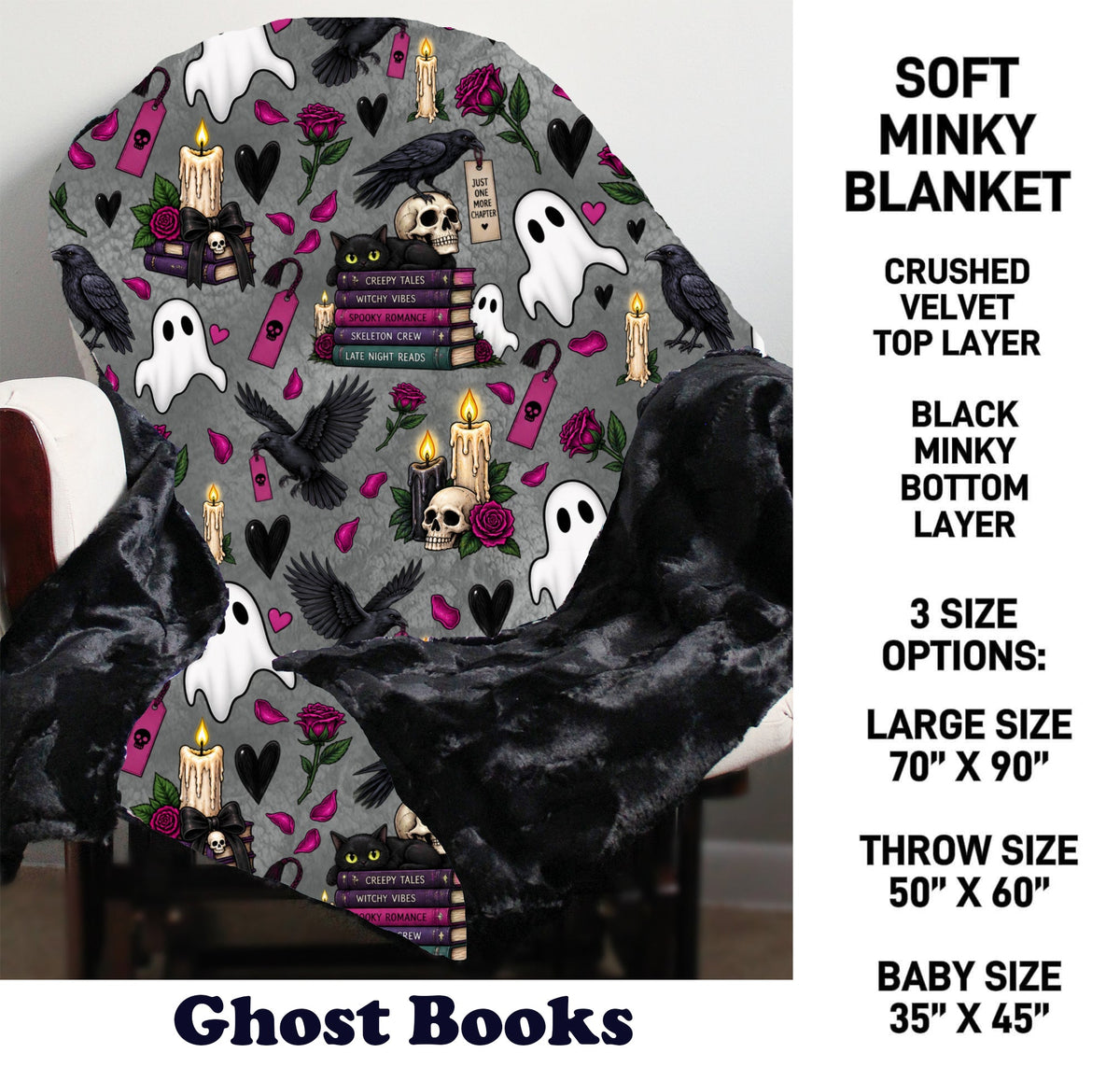 MN8K - Ghost Books Minky Blanket - Preorder Due 10/18 ETA: Early Dec