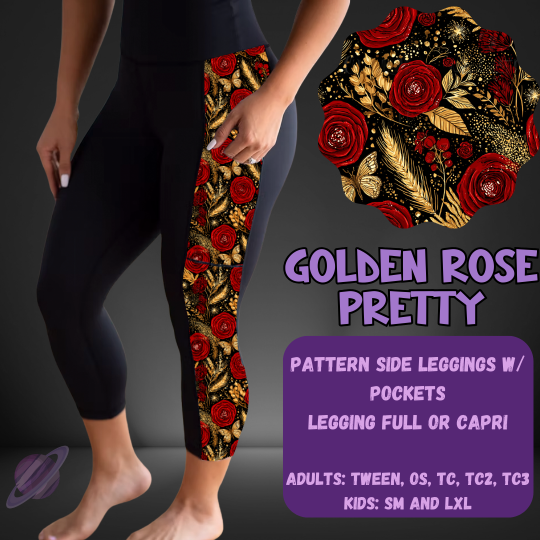 GOLDEN ROSE-PATTERN PANEL OUTFIT RUN-SOFT CLOSE 7/10 HARD CLOSE 7/12