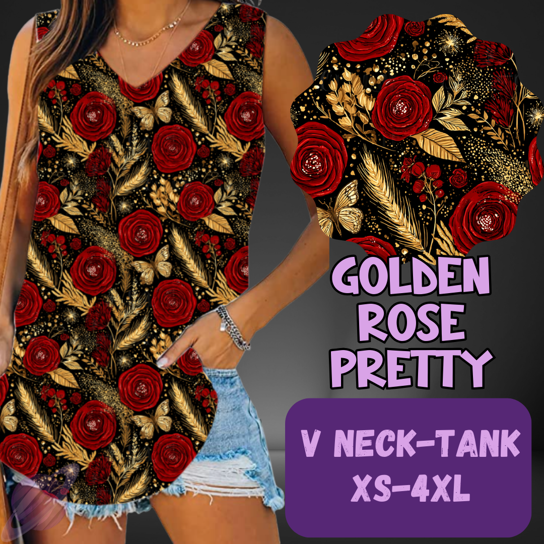 GOLDEN ROSE-PATTERN PANEL OUTFIT RUN-SOFT CLOSE 7/10 HARD CLOSE 7/12