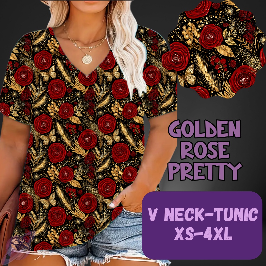GOLDEN ROSE-PATTERN PANEL OUTFIT RUN-SOFT CLOSE 7/10 HARD CLOSE 7/12