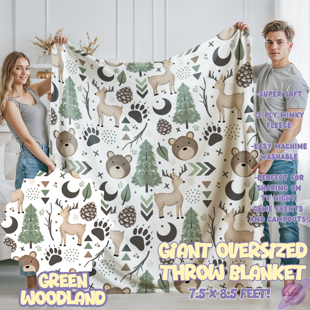 GREEN WOODLAND- GIANT SHAREABLE THROW BLANKETS ROUND 12-PREORDER CLOSING 3/2