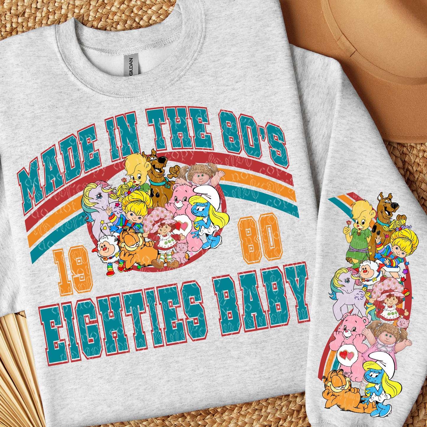 80's KID SWEATSHIRT W/ SLEEVE PRINT