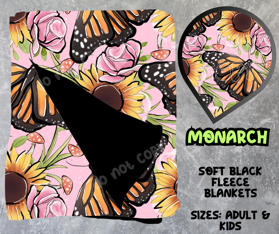 MONARCH - SOFT BLACK FLEECE THROWS 8 - PREORDER CLOSING 2/21