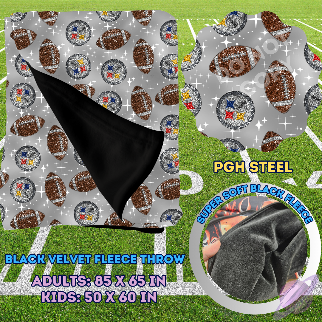PGH STEEL FB-SEQUIN THROW BLANKET RUN-SOFT CLOSE 8/9-HARD CLOSE 8/11