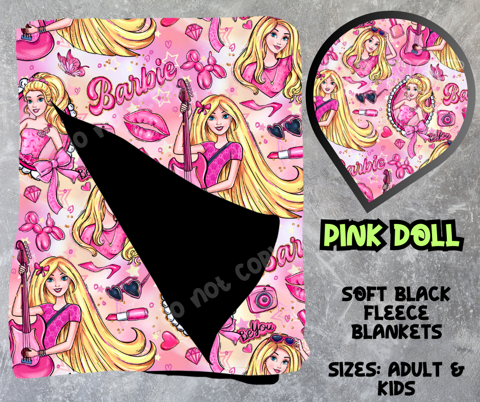 PINK DOLL - SOFT BLACK FLEECE THROWS 8 - PREORDER CLOSING 2/21