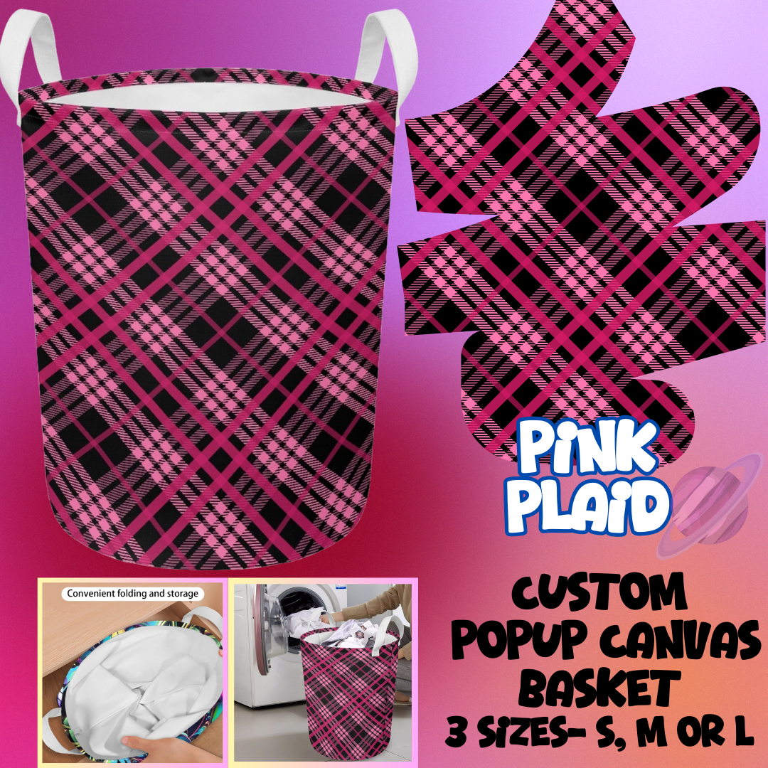 PINK PLAID- STORAGE BASKETS 6- PREORDER CLOSING 5/4