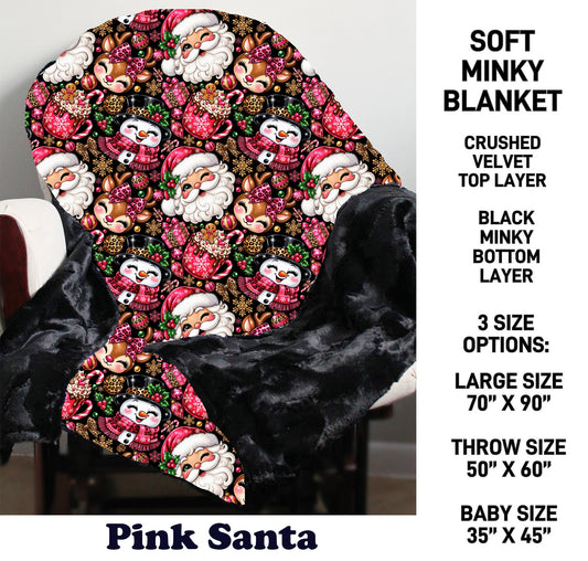 MN8K - Pink Santa Minky Blanket - Preorder Due 10/18 ETA: Early Dec