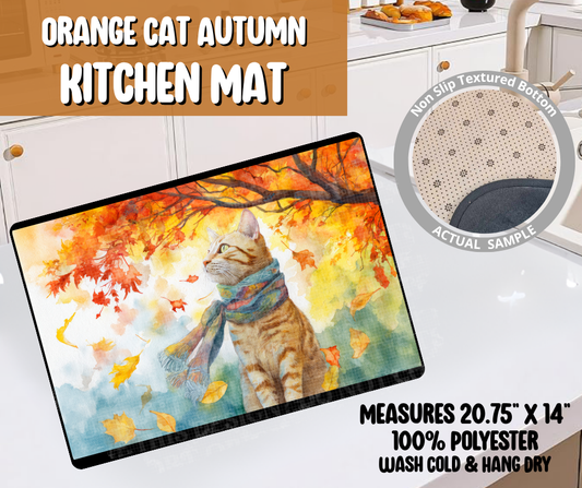 Preorder! Closes 6/8. ETA Sept. Orange Cat Autumn Kitchen Mat