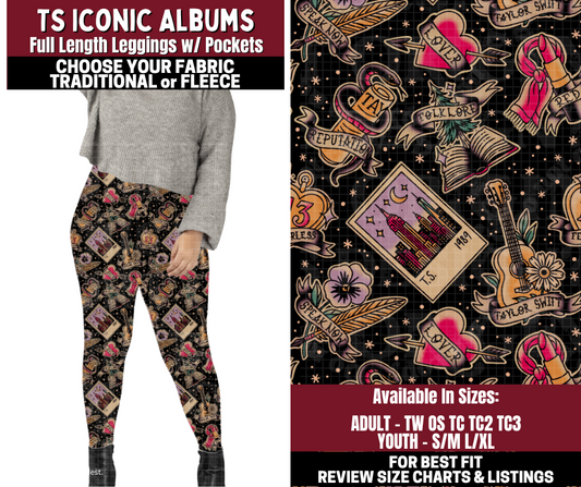 Preorder! Closes 10/22. ETA Jan. TS Iconic Albums Leggings Choose Fleece or Traditional