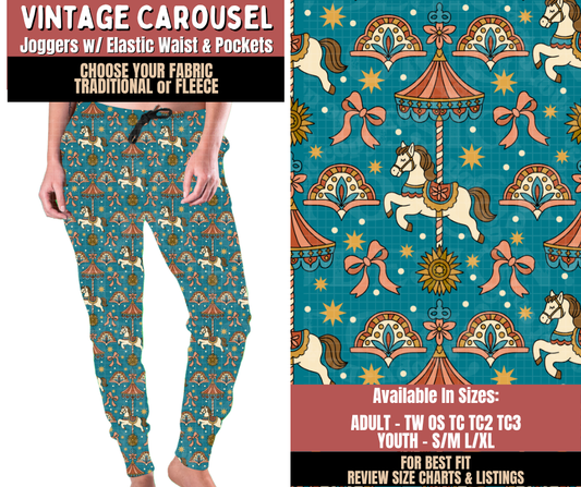 Preorder! Closes 10/22. ETA Jan. Vintage Carousel Joggers Choose Fleece or Traditional