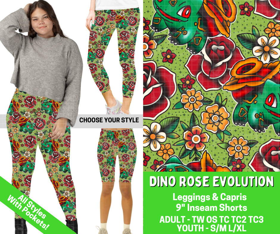 Preorder! Closes 2/25. ETA May. Dino Rose Evolution Combo Legging Lengths