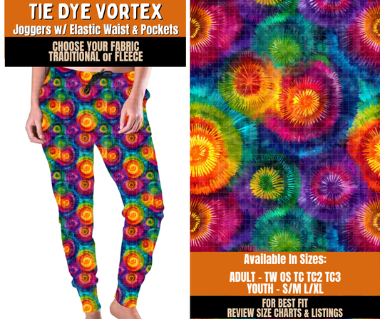 Preorder! Closes 11/2. ETA Feb. Tie Dye Vortex Joggers Choose Fleece or Traditional