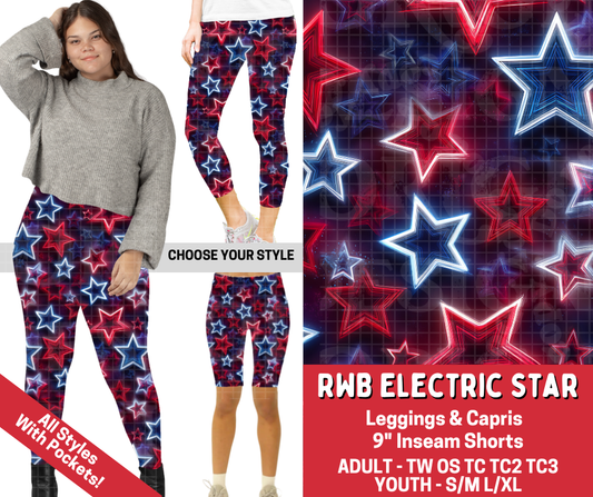 Preorder! Closes 3/18. ETA June. RWB Electric Star Combo Legging Lengths