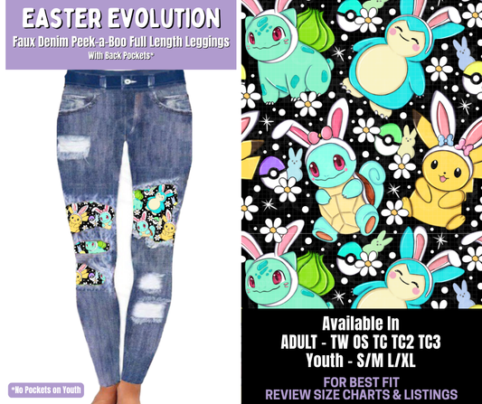 Preorder! Closes 1/22. ETA April. Easter Evolution Full Length Faux Denim Peekaboo