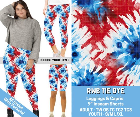 Preorder! Closes 4/16. ETA July. RWB Tie Dye Combo Legging Lengths