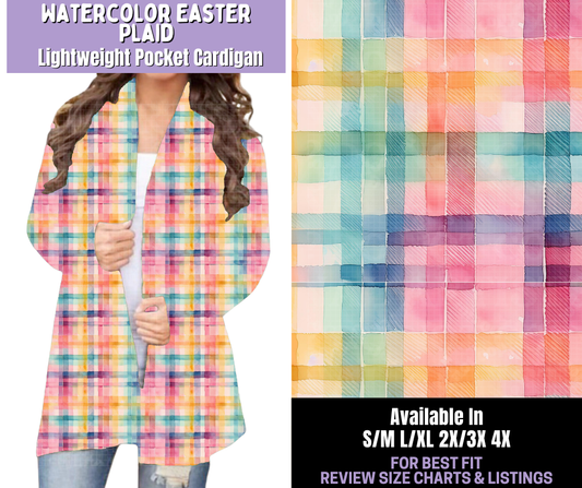 Preorder! Closes 1/22. ETA April. Watercolor Easter Plaid Pocket Cardigan