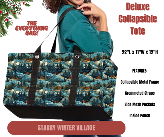Preorder! Closes 9/1. ETA Dec. Starry Winter Village Collapsible Tote