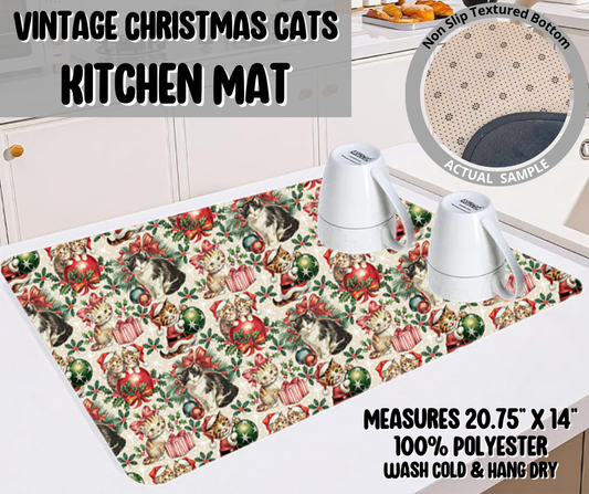 Vintage Christmas Cats Kitchen Mat