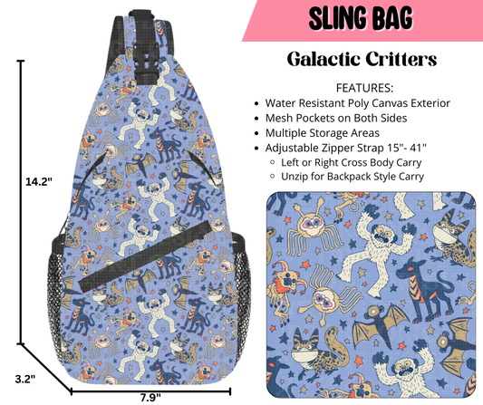 Preorder! Closes 9/17. ETA Dec. Galactic Critters Sling Bag